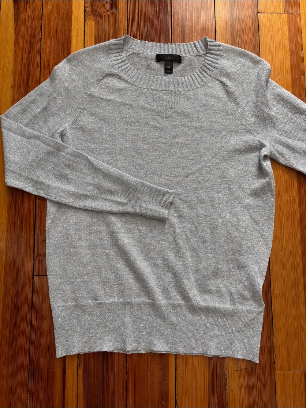 J. Crew Light blue silver sparkle lightweight Crewneck pullover